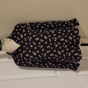 Loft women's floral black button down shirt Size Medium Petite